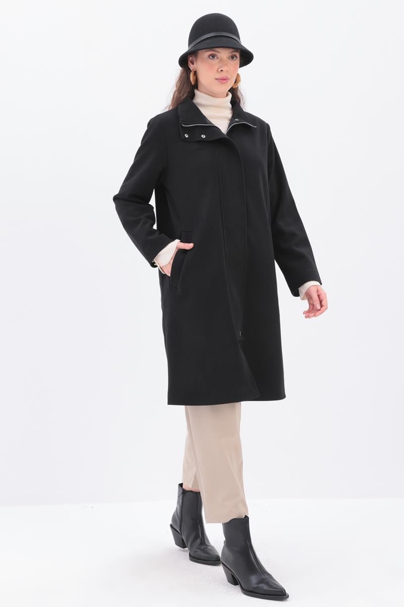 Allday Beige-water Float Open Collar Fleto Pocket Coat